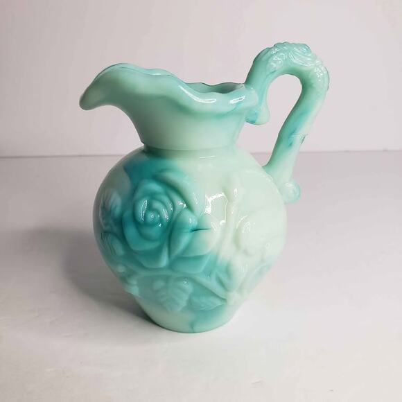 Avon Jadeite Green Swirl Milk Glass Pitcher - Picture 1 of 10